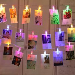 Strings 10 20 LED String Fairy Lights Po Clip Battery Operated Light Garlands Year Christmas Decor For Home Noel Navidad 2022