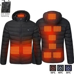 Mens Down Parkas Men 9 Areas Heated Jacket USB Winter Outdoor Electric Heating Jackets Warm Sprots Thermal Coat Clothing Heatable Cotton jacket 221010