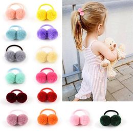 Kids Wool Ball Elastic Hair Ties Children Rubber Bands Toddler Girls Hair Rope Fashion Hair Accessories Ponytail Holder Scrunchies