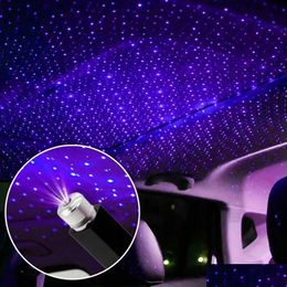 Decorative Objects Figurines Romantic Led Car Roof Star Night Light Projector Atmosphere Galaxy Lamp Usb Adjustable Interior Drop De Dh2Mx