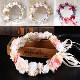 Headpieces Flower Floral Girl Crown Wedding Boho Headpiece Headband Hair Wreath Headdress Bohemian Beach Wear Holiday Accessories