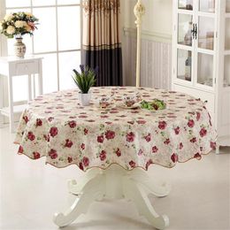 Table Cloth Flower Print PVC Round TableCloth Waterproof Plastic Picnic Household Home Dining Decoration Cover