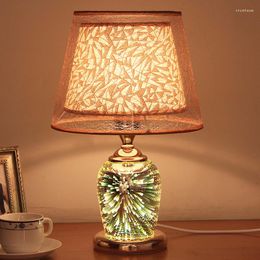 Table Lamps 2023 3D Fireworks Glass Stone For Bedroom Led Desk Lamp Golden And Silver Home Decor Up Down Lighting