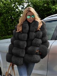 Women s Fur Faux Casual White Black Fluffy Fall Winter Coat Jacket Long Sleeve Cropped Puffer for Outwear 221010