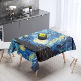 Table Cloth Exquisite VanGogh Painting Tablecloth Dust Proof Art Abstract Living Room Kitchen Rectangular Cover Coffee Decoration