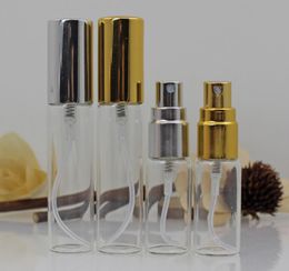 Empty 5ml 10ML Glass Fine Mist Atomizer Bottles with Gold or Silver Caps Refillable Perfume Cologne Decant Spray Bottles SN312