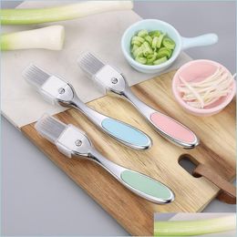 Fruit Vegetable Tools Household Exquisite Zinc Alloy Onion Cutter Shredding Artefact Green Knife Kitchen Gadget Drop Delivery 2022 H Dhrgj