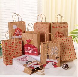 Christmas Series Gift Wrap Packaging Bags Tote Bags Santa Claus Storage Paper Handy Wholesale