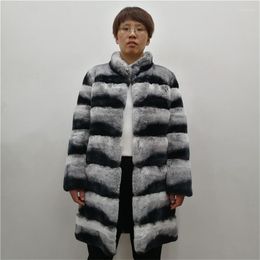 Women's Fur Fashion Real Rex Coat Natural Winter Jacket Long Style Thick Warm Chinchilla Genuine Coats