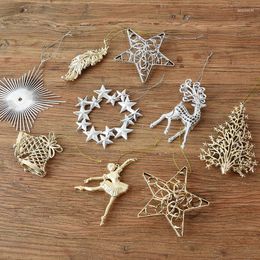 Christmas Decorations 2022 Electroplating Golden Silver Elk Star Snowflake Small Pendant Tree Decoration Adornos Para Arbol De Navidad
