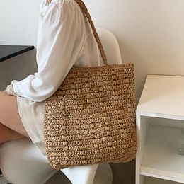 Evening Bags Summer Hand-woven Women's Shoulder Handbag Bohemian 2022 Straw Beach Totes Lady Travel Shopper Weaving Large Shopping Bag