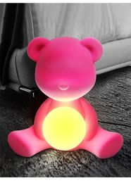 Table Lamps Teddy Bear 3d Night Light Lamp Lantern Trichromatic Dimming Eye Protection Desk Home Decor Modern