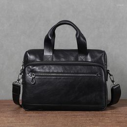 Briefcases High Quality Briefcase Men's Genuine Leather Bag Office Bags Men Messenger Laptop Shouler Handbag