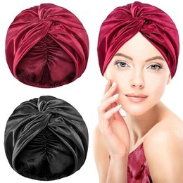 Silky Turban Caps Bonnets For Women Twisted Sleeping Night Cap Hair Wrap Curly Ladies Headwrap Washing Hair Face Care