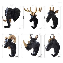 Hooks Wall Mounted Animal Head Rack Coat Cap Hanger Horse Giraffe Elk Elephant Hook Decorative Room Decor Bathroom Accessory