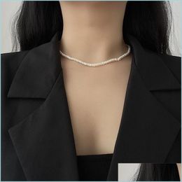 Pendants Pendants Natural Freshwater Pearl Choker Necklace Baroque Jewellery For Women Wedding 925 Sier Clasp Wholesale 2022 Trend Drop Dhfo7