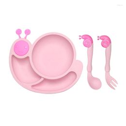 Flatware Sets Cute Cartoon Kitchen Plates Biodegradabl Wheat Straw Fibre Kids Children's Dinnerware Tableware Set