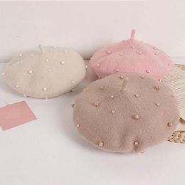 Hats Caps Cute Firm Stitching Winter Kids Beanie Soft Imitation Pearl Decoration For Toddler