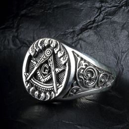 Antique Silver Free Mason Masonic Ring ancient AG Emblem square compass Freemason Jewellery for men women adjustable size