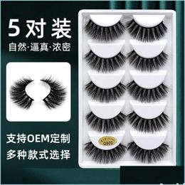 Other Festive Party Supplies Natural Thick False Eyelashes 5 Pairs Of Mixed 3D Imitation Mink Pure Handmade Artificial Drop Delivery Dhpuz