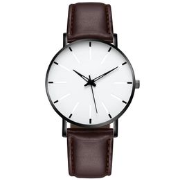 Minimalist Mens Wristwatch Fashion Ultra Thin Watches Simple Men Leather Belt Quartz WristWatches Business Orologi di lusso