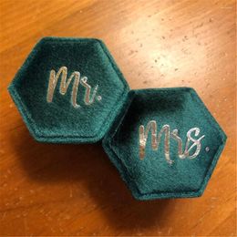 Jewellery Pouches Velvet Wedding Ring Box Personalised Proposal Holder Hexagon Two Slot Or Single Custom Party Supplies