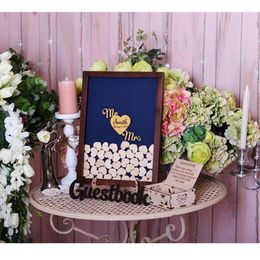 Party Supplies Custom Rustic Mr & Mrs Guestbook Ideas Alternative Drop Box Shadow Heart Wood Wedding Guest Book Frame Sign In Marriage
