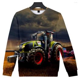 Men's Hoodies Luxury Men/women O-Neck Shirt Clothes Long Sleeve Hatless Sweatshirts Tops Tractor Pattern Car 3D Printed Casual