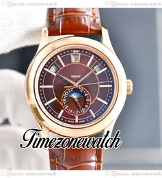 40mm 5205R-010 5205G Automatic Mens Watch Complications Annual Calendar Brown Dial Moon Phase Rose Gold Case Brown Leather Strap Watches Timezonewatch E235A4