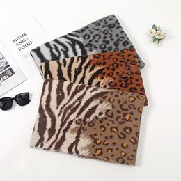 Fashion Spain Winter Cashmere Hijab Scarf Leopard Dot Fringe Pashmina Stole Thick Blanket Shawls Wrap Foulards