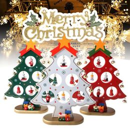 Christmas Decorations Wooden Tree With Iron Bells Cute Three-Dimensional Xmas Ornaments Party Home Shopping Mall Decor