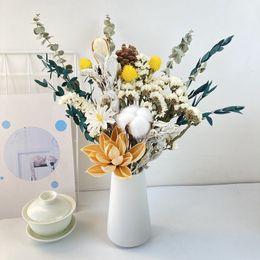 Faux Floral Greenery Chinese Real Bouquet Natural Air Dried Eucalyptus Leaf Living Room Desktop Flowers Light Luxury Home Dry Flower Decoration 221010