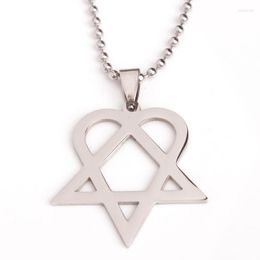 Pendant Necklaces Unisex Men's Women's Heartagram Star Heart Him Silver Pewter Round Bead Chain Necklace Trendy Jewellery Birthday