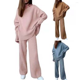 Running Sets Autumn Tracksuit Women Sweatshirt Pants Set Casual Knitting Long Sleeve Pullover Loose Wide Leg Ensemble Jogging Femme