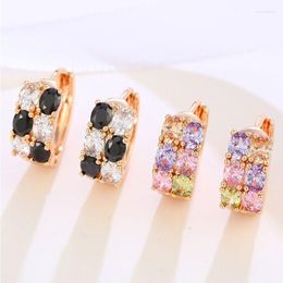 Hoop Earrings Wholesale--- XP Colorful Oval Zircon For Women Fashion Jewelry Gold Plated