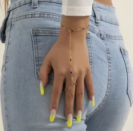 Cadeia da moda aplic￡vel a v￡rias ocasi￵es 1pc elegante moda multicolor cristal embelezada feminina link pulseira