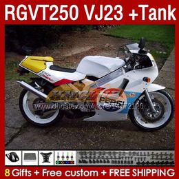 Fairings Kit & Tank For SUZUKI SAPC VJ23 RGVT250 RGV-250CC 97-98 Bodyworks 161No.59 RGVT-250 RGV-250 RGV250 97 98 RGVT RGV 250 CC 250CC 1997 1998 Full Fairing white glossy blk