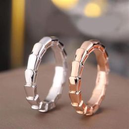 Europe America Fashion Style Ring Men Lady Women 925 Silver Engraved B Initials Smooth-surface Snake Rings US5-US10 2 Color243Y