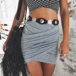 Skirts 2022 European And American Sexy Nightclub Pleated Bag Hip Solid Color Skirt Women