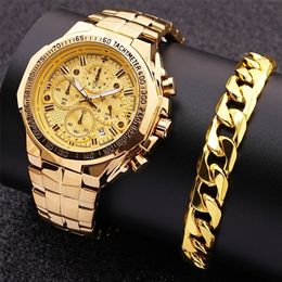 Wristwatches Relogio Masculino Wrist Watches Men Top Brand Luxury WWOOR Golden Chronograph Gold Big Male Wristwatch Man 221010