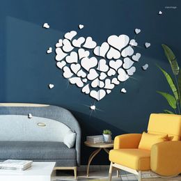 Mirrors A Set Of Love Combination Acrylic Mirror Wall Stickers Valentine Day DIY Decorations Home Self Adhesive Waterproof