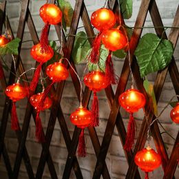 Strings LED Holiday Lights USB Charging Traditional Chinese Red Lantern Lamp For Year Festival Decoration Garland String Night Light