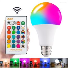 Change Color RGB Daylight White Flash Light Bulb Lamp 5/10/15 W Spotlight IR Remote Control 4 Modes