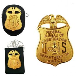 Brooches Universal Detective Leather Badge Holder With Chain & Clip For Men Gift Cos Badgeholder Collectible Props Accessories