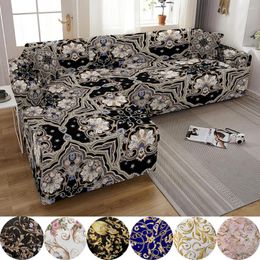 Chair Covers Baroque Sofa Cover For Living Room Elastic Beads Print Stretch Slipcover Corner Armchair 1/2/3/4 Seater