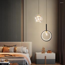 Pendant Lamps Modern Luxury Hanging For Bedroom Bedside Suspension Lights Nordic Gold Black Ceiling Chandelier LED AC220V