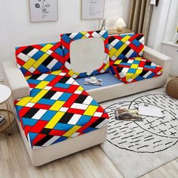 Chair Covers Plaid Geometry Sofa Cover Home Decor Polyester Couch 1/2/3/4 Seater Elastic Seat Cushion Furniture Protector