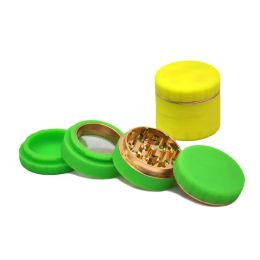 CHROMIUM CRUSHER wee grinders Coated Smoking Pulverizer Aluminium Alloy Herb Disintegrator Silicone Metal Grinder 63mm 4 Layer Parts Tobacco Crusher