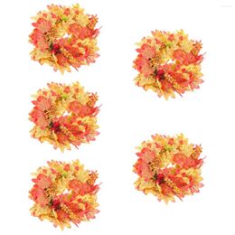 Decorative Flowers 5x Fall Garland Thanksgiving Leaves Leaf Decor For Home Restaurant