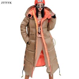 Women's Down Parkas Snow Clothing Women Oversize Jacket Winter Parkas Mujer Thick Hooded Padded Coat Female Casual Long Puffer Jackets Streetwear T221011